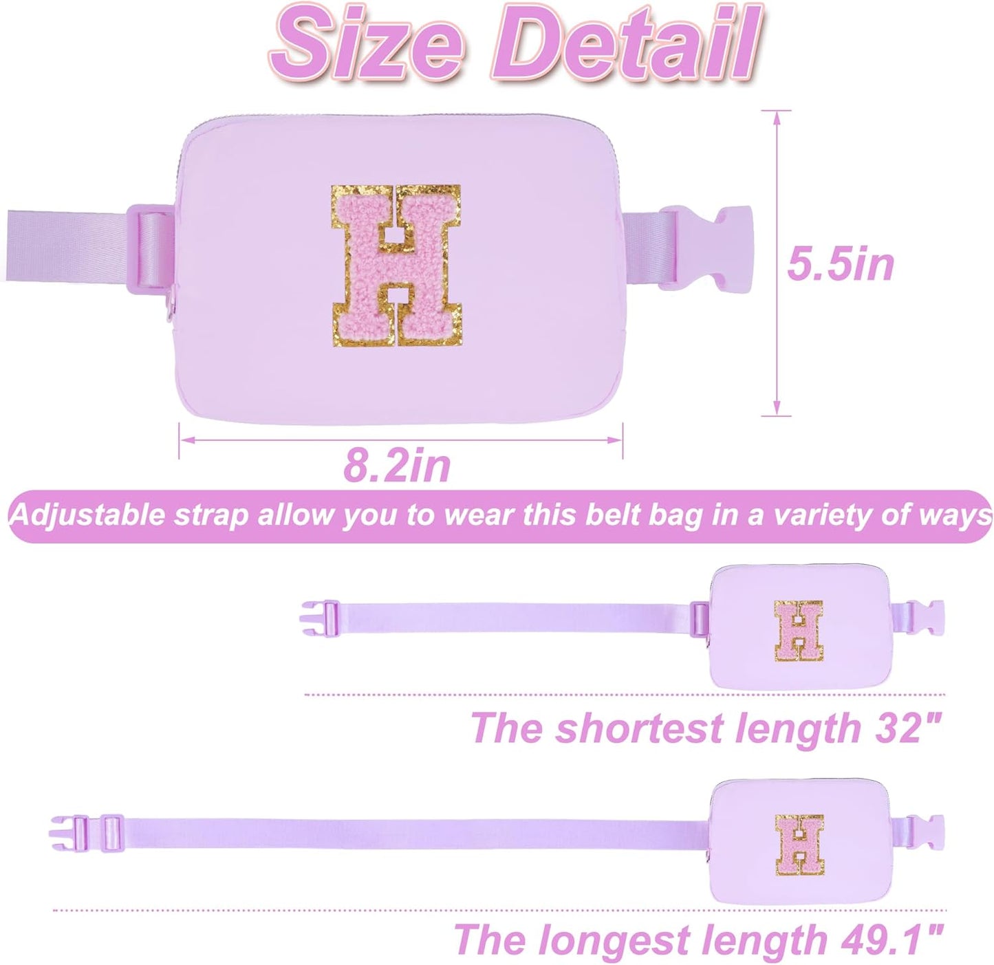 Birthday Gifts for 6 7 8 9 10 11 12 13 Year Old Girls,Fanny Pack Belt Bag Crossbody Bags for Women Girls Kids,Fashion Waist Packs Cute Teen Trendy Stuff Travel Essentials | Lavender,H