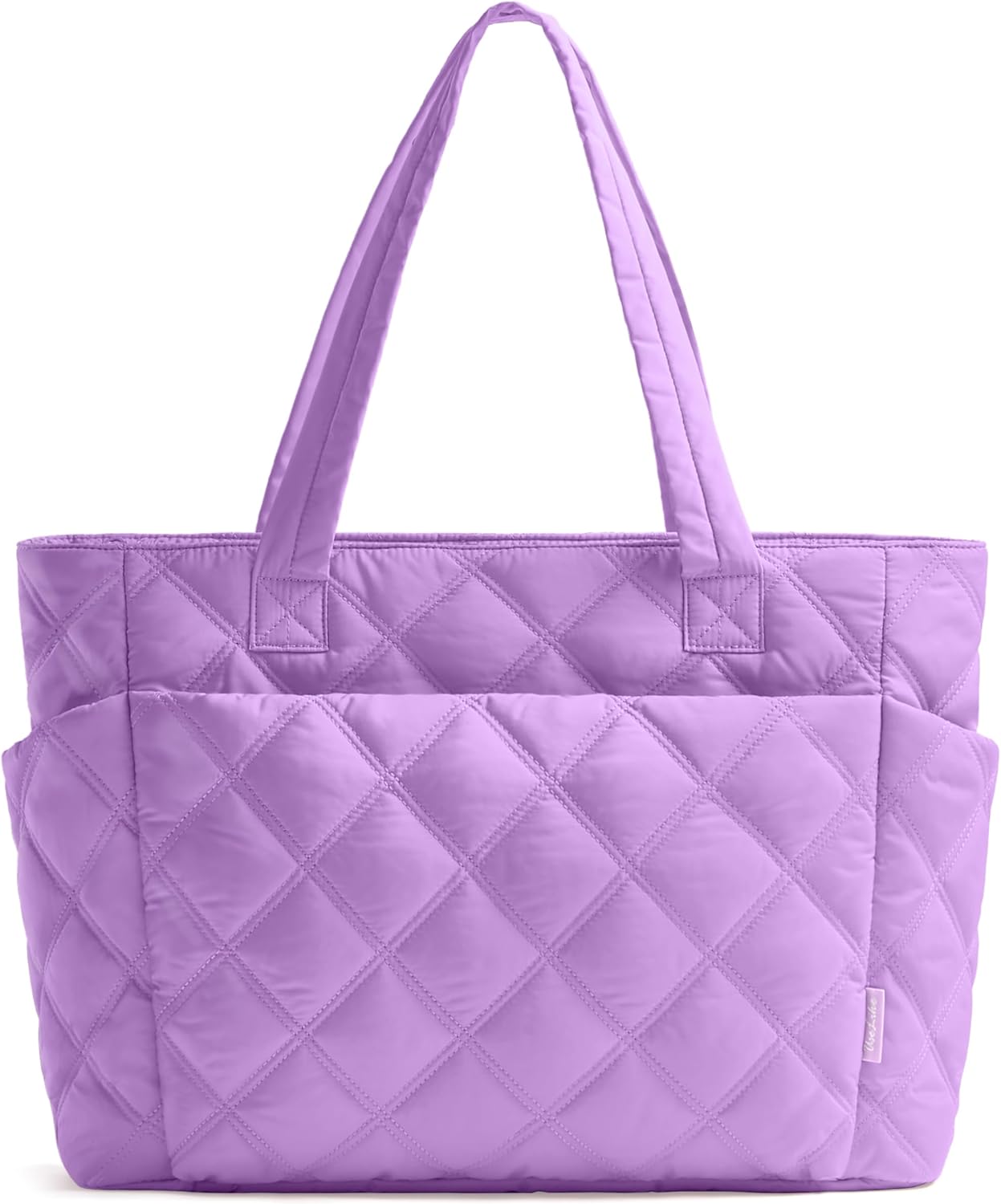 Tote Bag for Women, Lightweight Puffer Tote Work Bags with Compartments for Travel, Quilted Shoulder Bag with Zipper