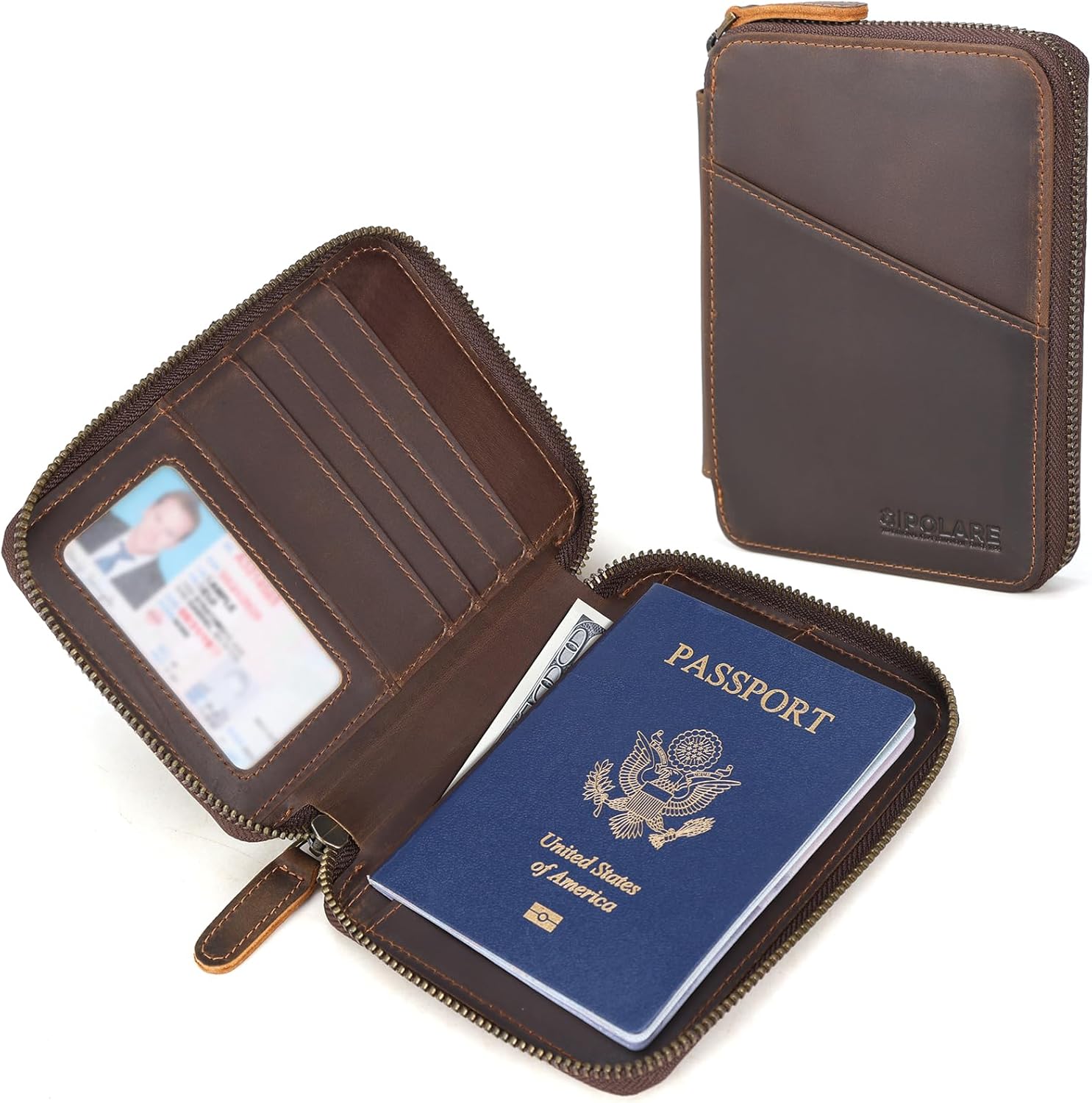 Polare Full Grain Leather Travel Passport Wallet RFID Blocking Passport Holder Soft Bifold Cover