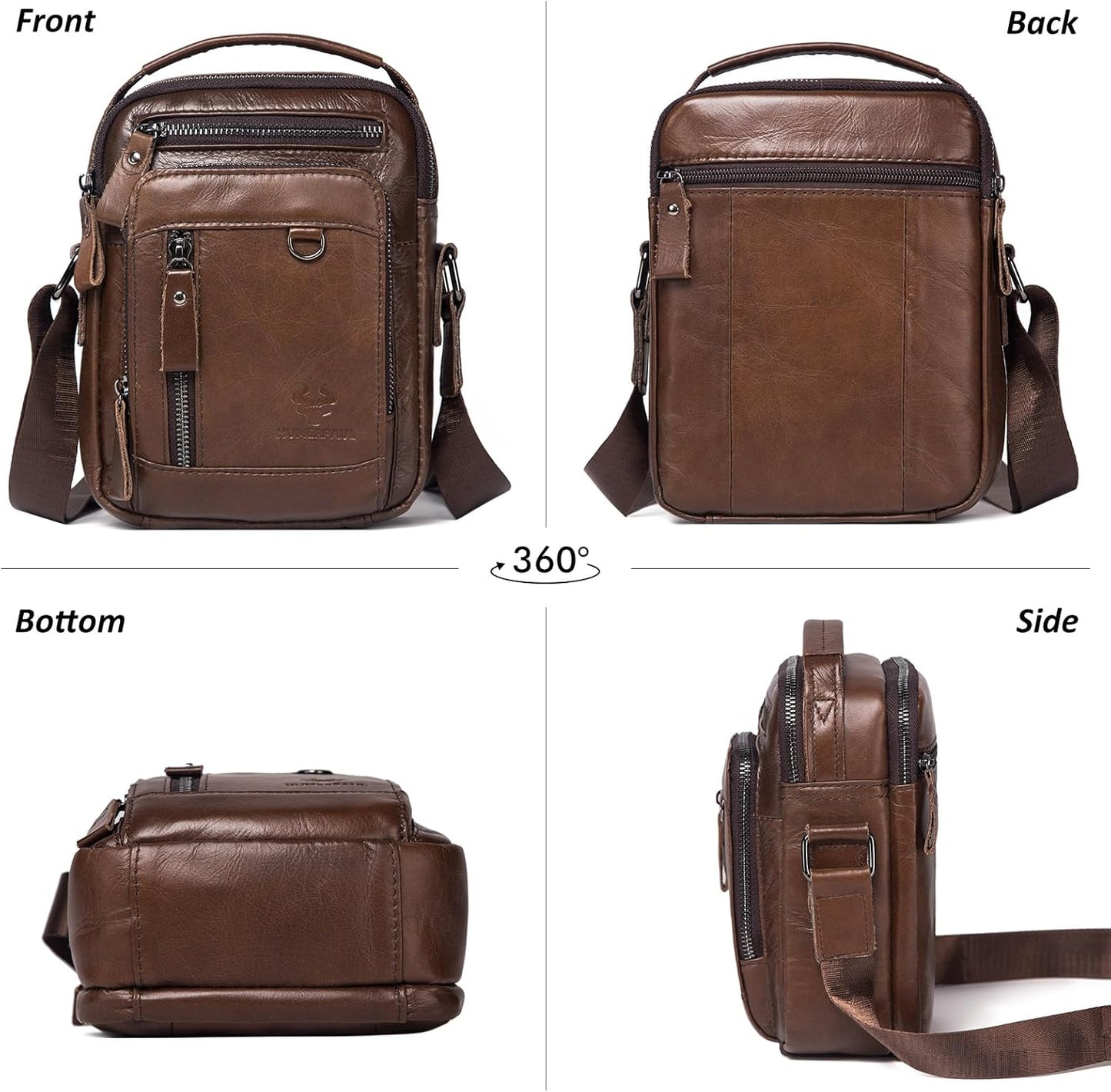 Messenger Bag for Men, Man Bag Genuine Leather Crossbody Shoulder Bag Handbag Satchel Bags for Work Travel