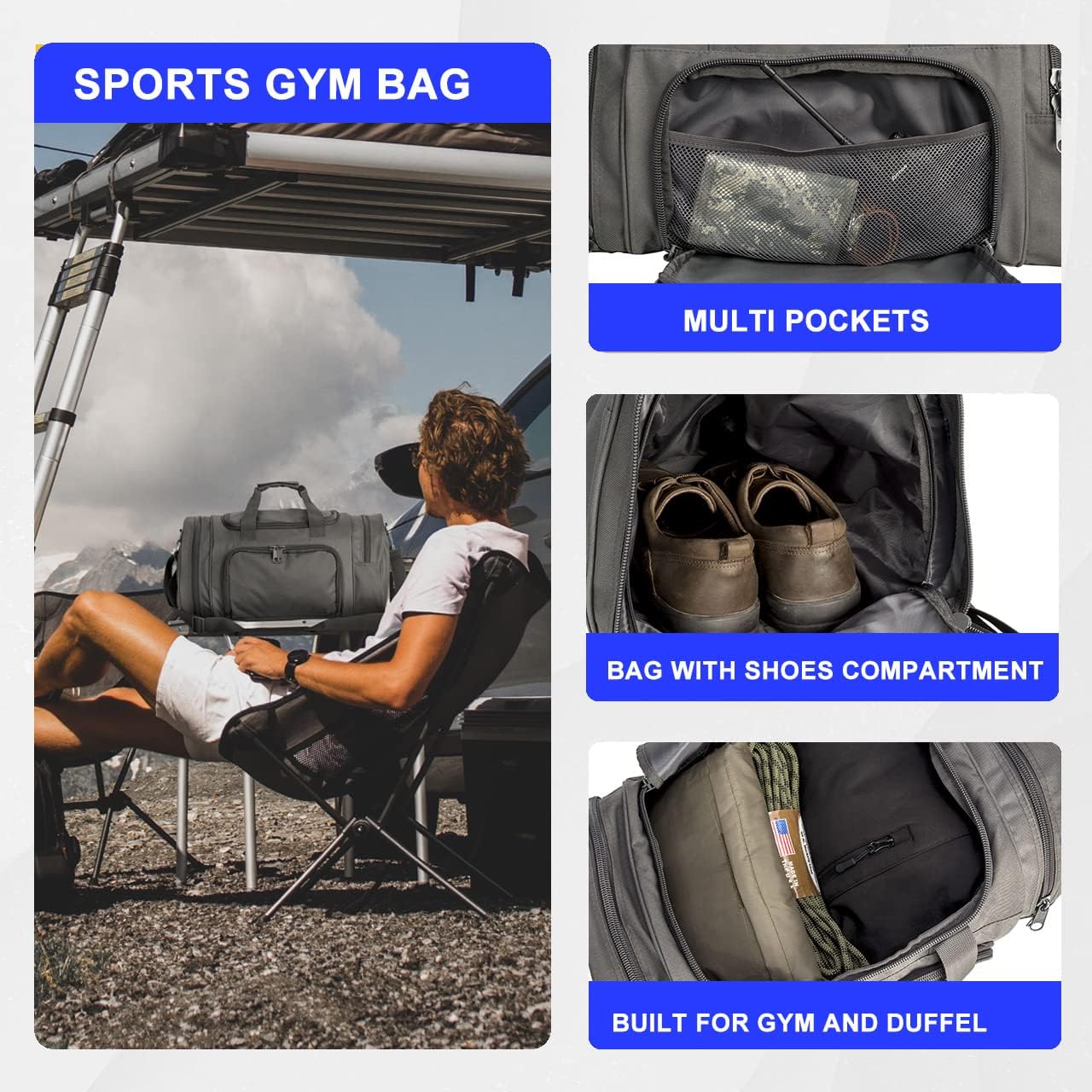 Gym Bag Duffle Bags for Men Women with Shoes Compartment Sport Weekend Travel Overnight Carry On