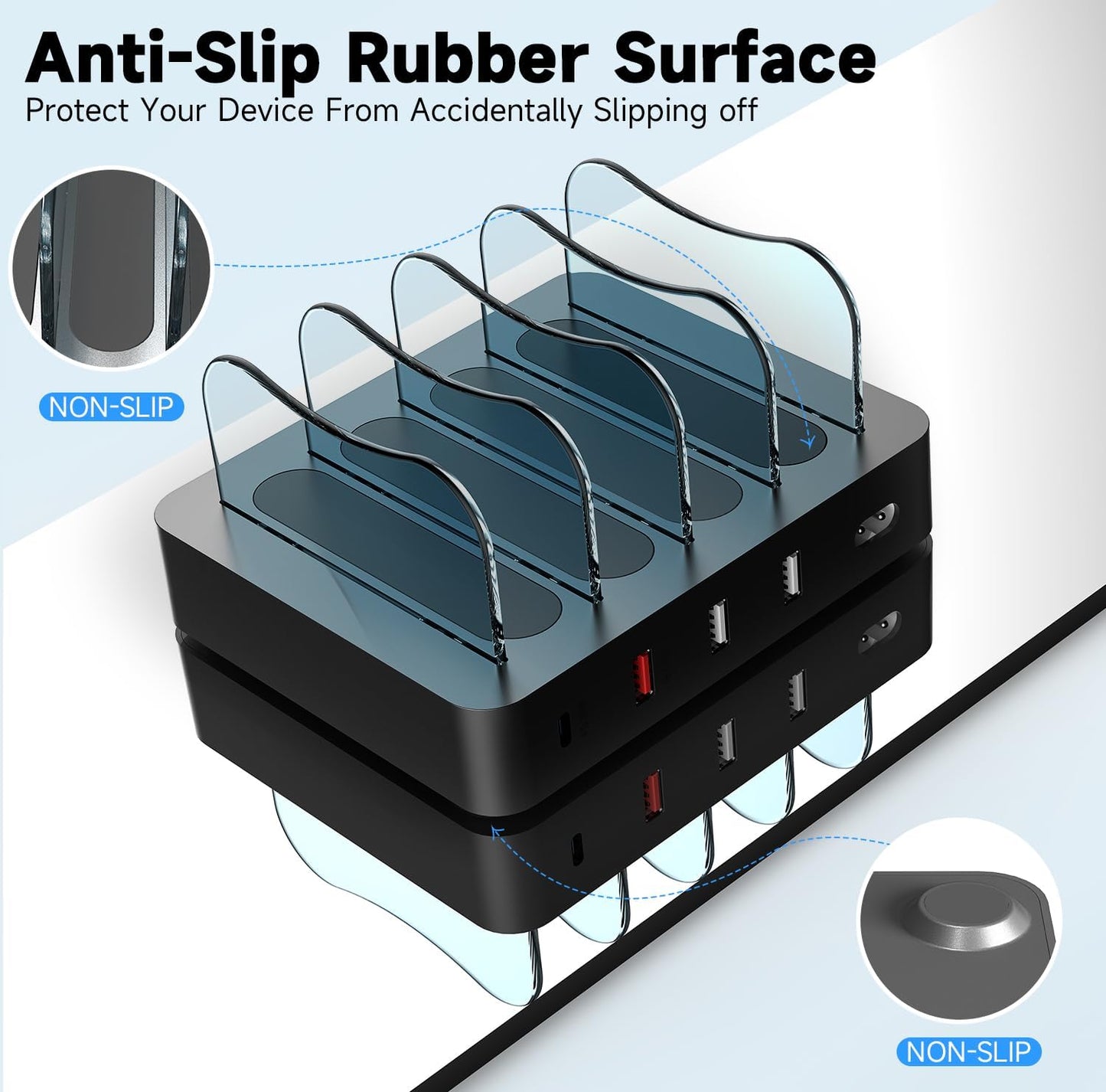 USB Charging Station - Charging Dock - 4-Port - Fast Charging Station for Multiple Devices - Docking Station - Smart Charging Station Dock - Multi Charging Station for Cell Phones Tablets