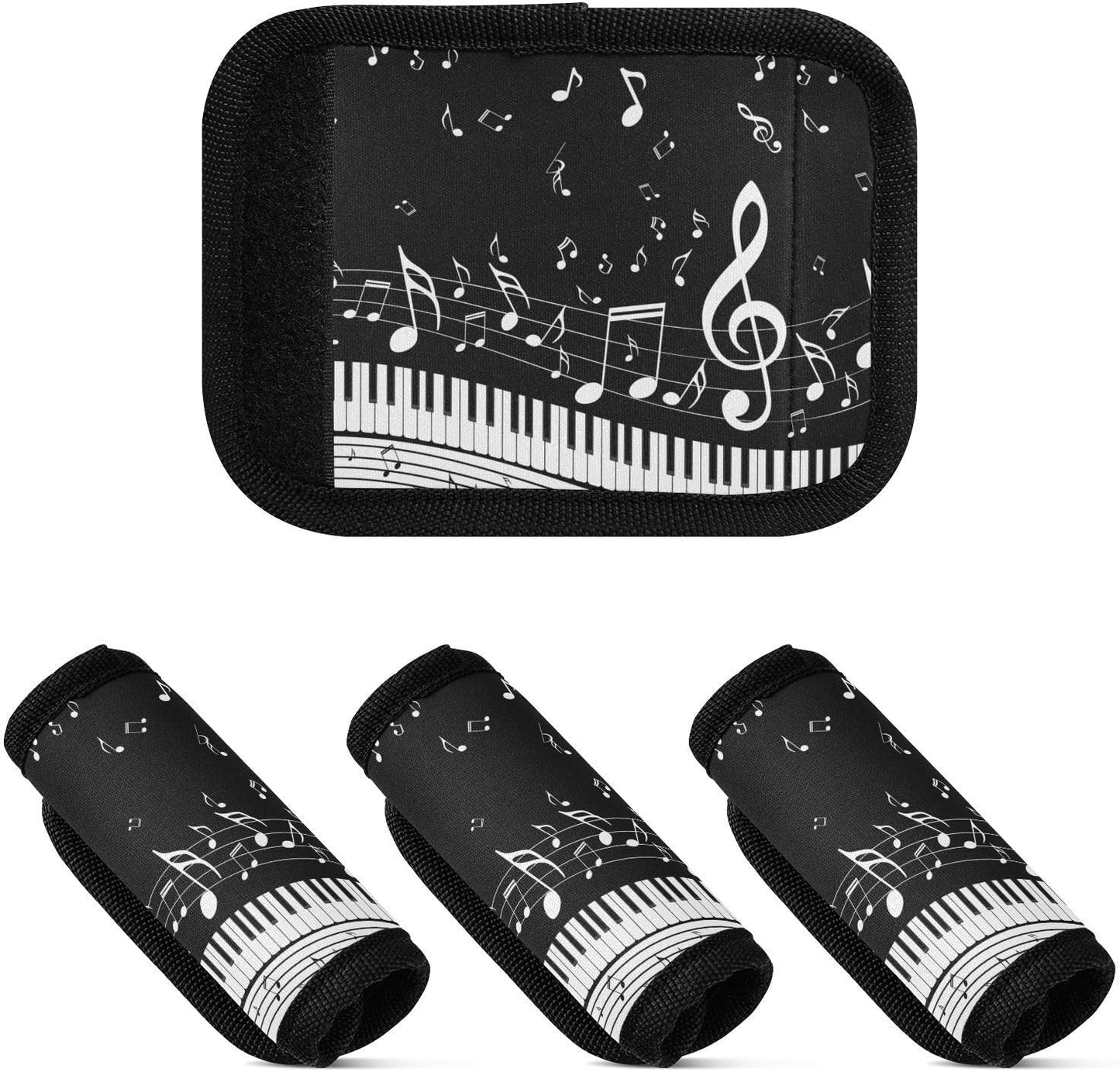 Music Notes Piano Keys 2 Pack Luggage Handle Wrap for Suitcase Luggage Identifier Travel Tags Handle Protection Sleeve Cover