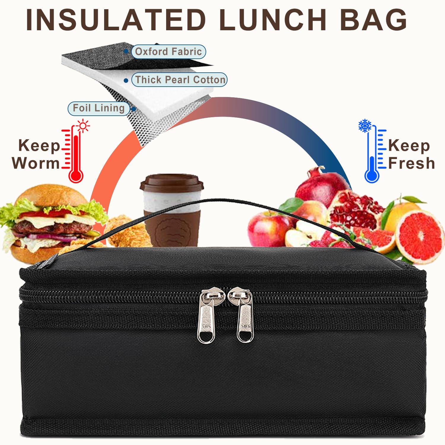 FlowFly Small Insulated Lunch box Portable Soft Bag Mini Cooler Thermal Meal Tote Kit with Handle