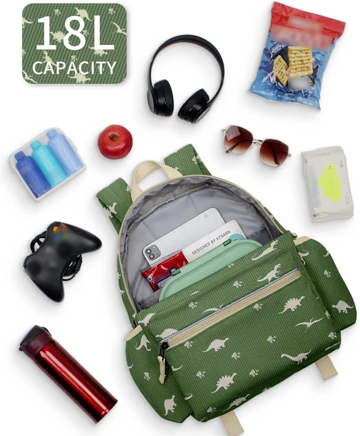 Corduroy Kids Backpack for Boys 6-10: Boys Girls Backpacks for Elementary Kindergarten 15” H Fit