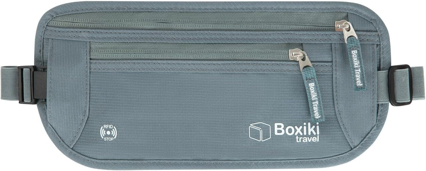 Money Belt for Travel w/RFID Blocking Technology - Hidden Travel Money Pouch for Cash, Credit Cards, Passport, and Travel Valuables - Secure Water Resistant Money Belt for Men & Women - Gray