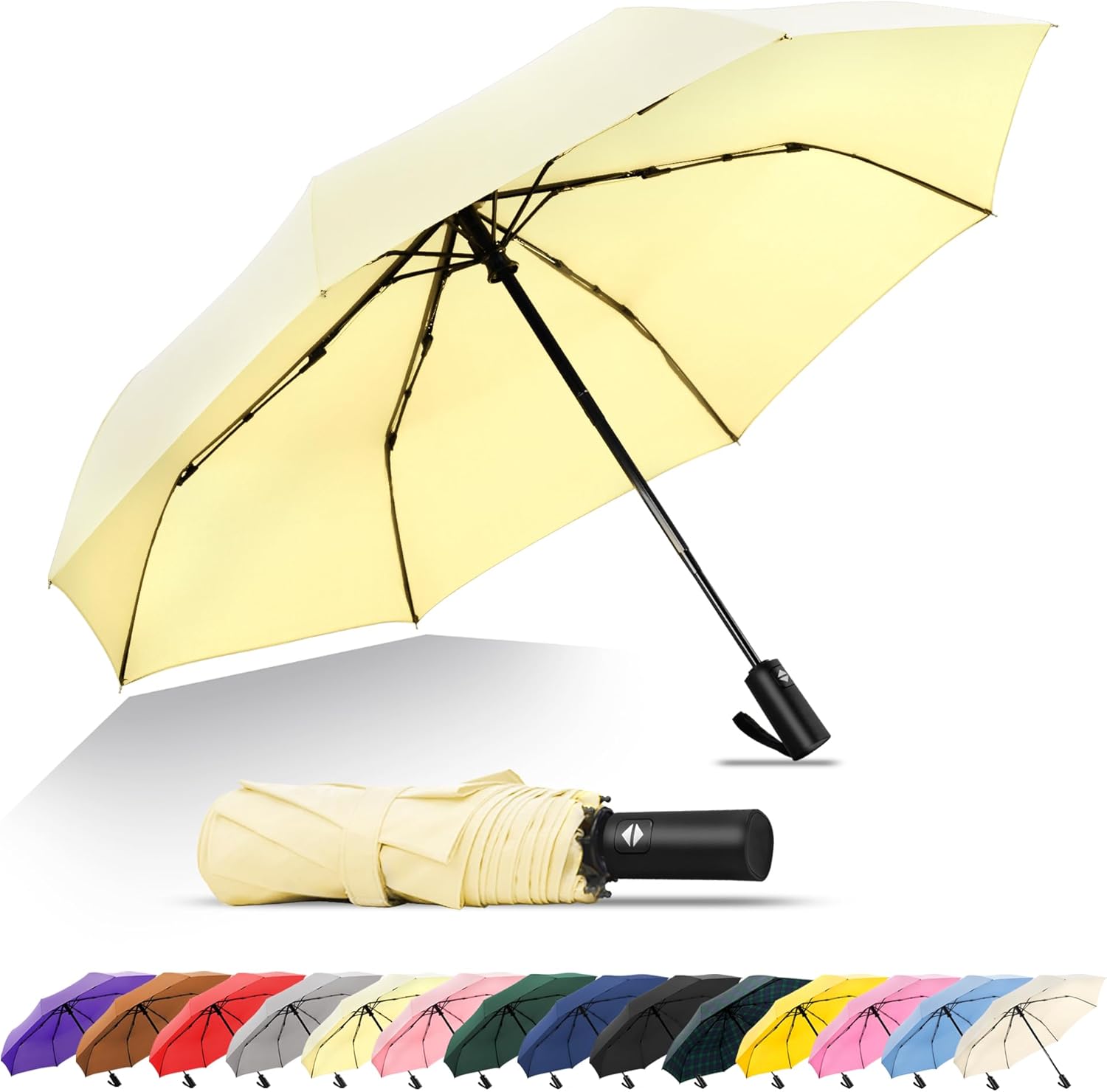 SoulRain Travel Umbrella - Compact Umbrella for Rain - Perfect Large Auto Folding Umbrella - Ideal