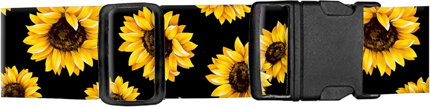 Luggage Straps for Suitcases, Adjustable Travel Belt, Durable Wide Luggage Strap, Cute Suitcase Strap Identifiers with Buckle, Bag Straps for Luggage, Cute Sunflowers