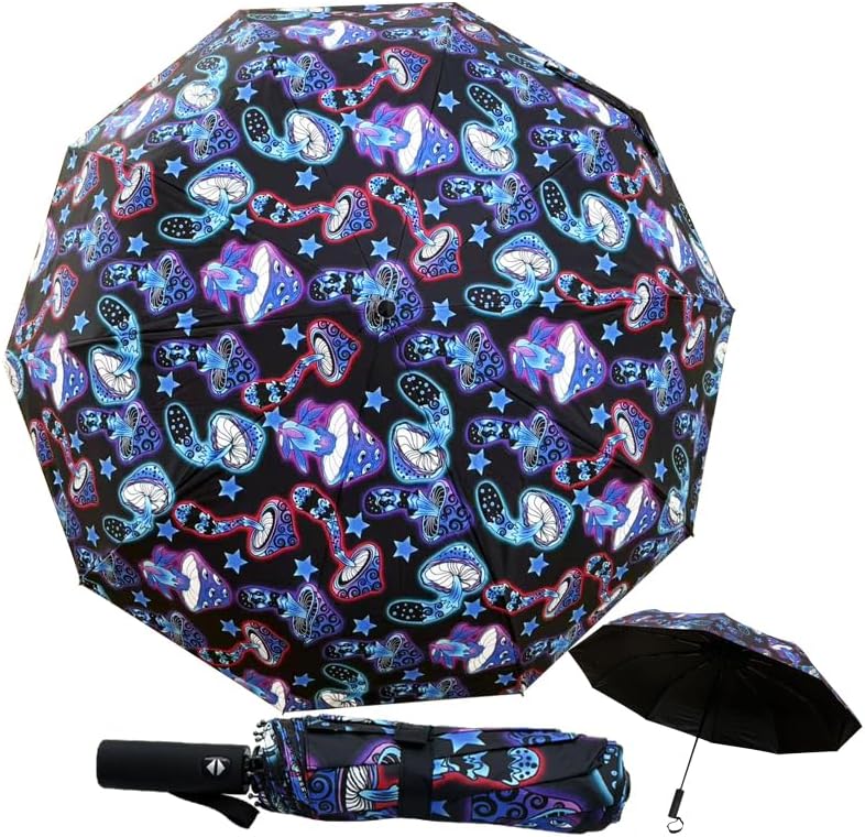 Windproof Travel Automatic Umbrella, 10 Ribs, Rainproof Foldable, Uv-Resistant, Portable