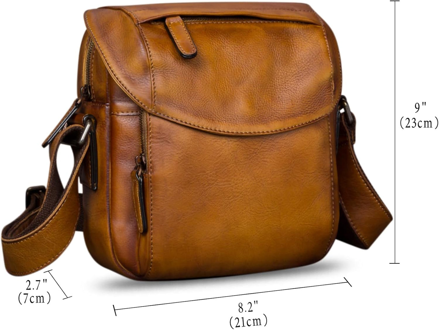 IVTG Genuine Leather Messenger Bag for Men Crossbody Shoulder Bag Satchel Casual Sling Daypack Work Business Daily Purse