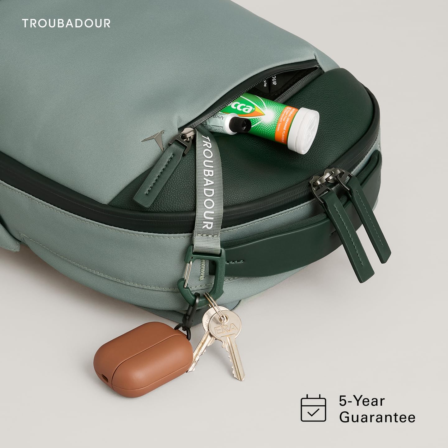 Troubadour Apex 4.0 Compact - 16L Premium Laptop Backpack - Ergonomic & Water Resistant - Designed for Work and Travel - Green Smoke