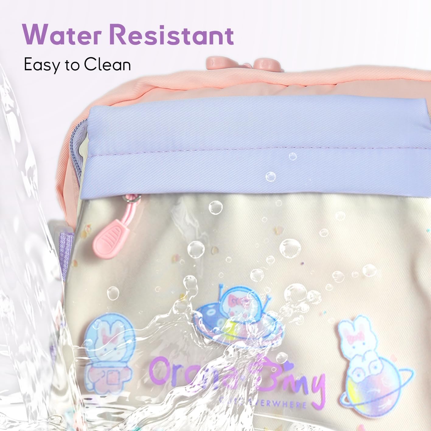 Kids Backpack for Girls, Lightweight Waterproof Cute Bunny Backpack for School, Adorable Design for Kindergarten Elementary School Kids Students Girls Backpack with Safety Whistle (Rabbit Purple Pink)