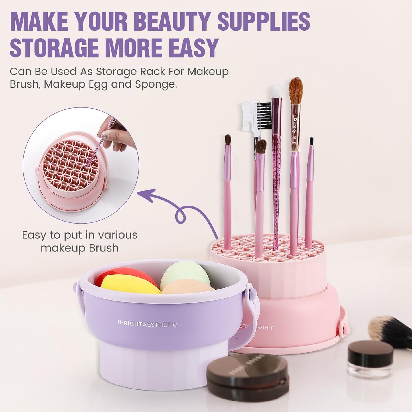 Makeup Brush Cleaner Mat 3 in 1 Silicone Makeup Brush Cleaner Bowl Cosmetic Brushes Cleaning Tool