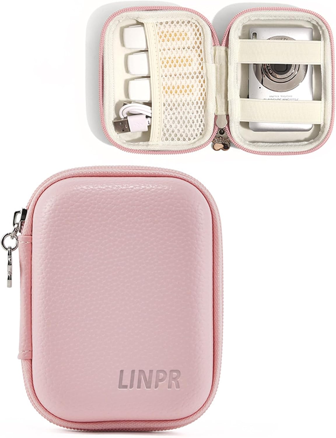 Digital Camera Case for CAMKORY, KODAK PIXPRO FZ45/FZ55, Canon IXUS 285 HS, Lecran, Small Travel Compact Camera Holder with Mesh Pocket for Accessories SD Card (Pink)
