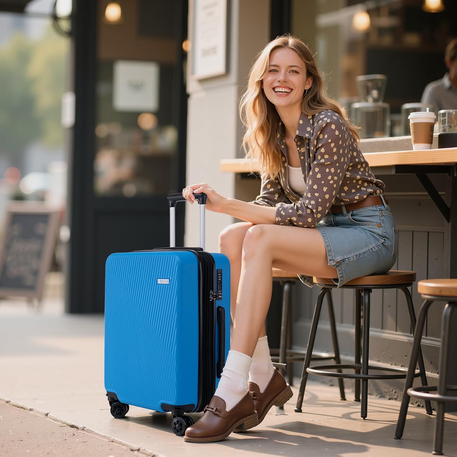 Expandable Carry on Luggage Sets,Suitcases with Detachable Wheels Hardshell 22x14x9 Airline
