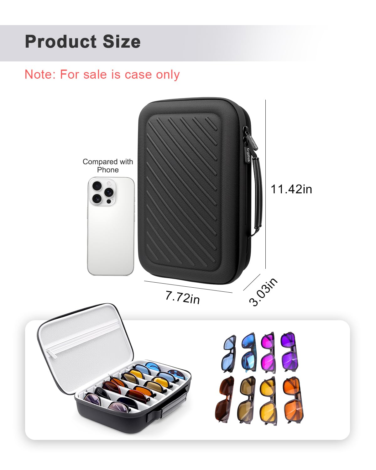 Portable Travel Sunglasses Organizer Case for 8 Pairs glasses for Men Women