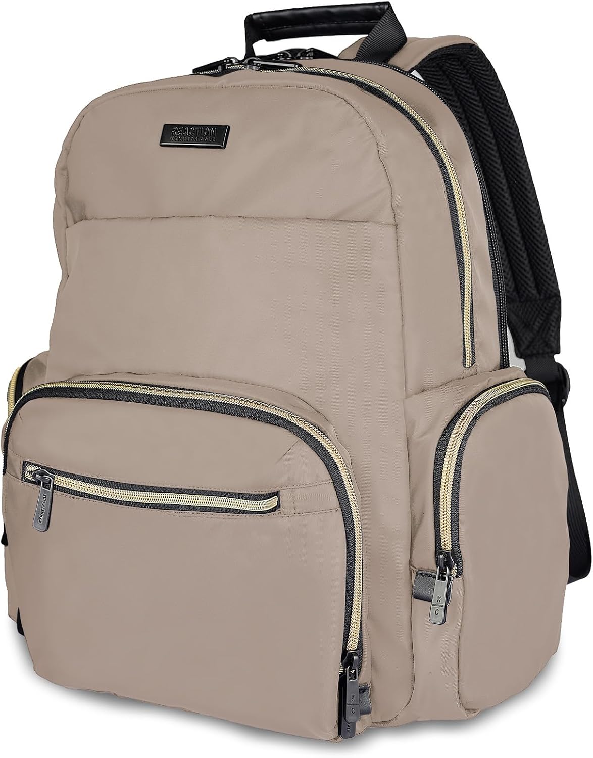 Kenneth Cole REACTION Madison Square Lightweight Hardside Chevron Expandable Spinner Luggage, Taupe, 2-Piece (20" Carry On + Sophie Backpack)