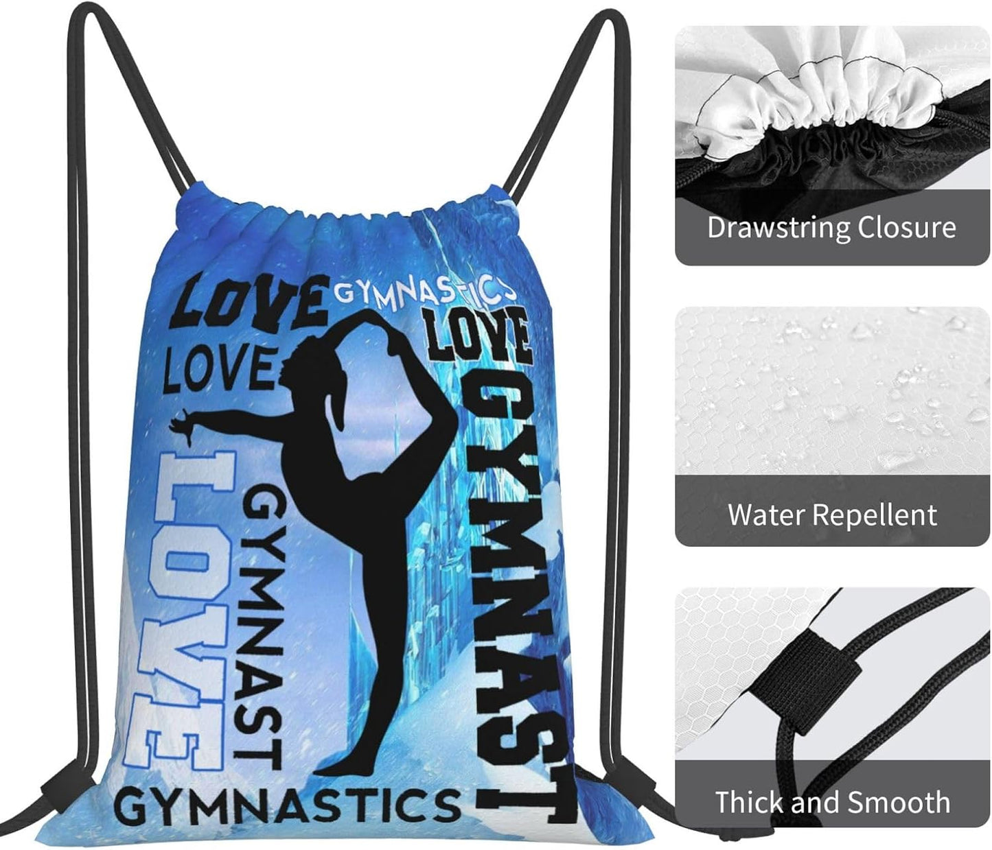 Gymnastics Drawstring Backpack Light Gym String Bag Pink Water Resistant Sackpack Sport Yoga