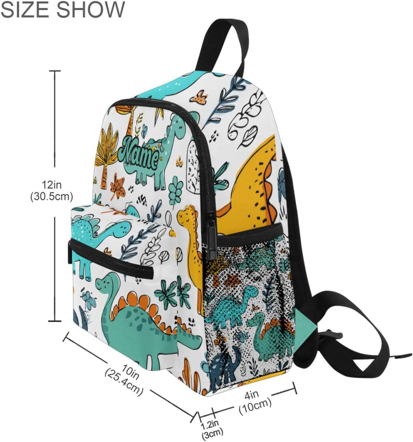 Custom Cute Dinosaurs Tropic Plant Preschool Backpack for Toddler Boy Girl,Personalized Backpack with Name Text, Customization Kindergarten School Bookbags - S