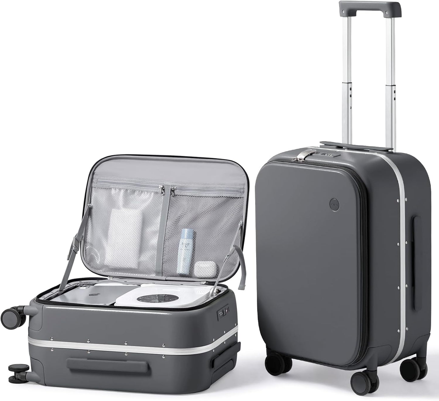 mixi 20 Inch Carry On Luggage 22x14x9 Airline Approved PC Hard Shell Suitcase Top Opening Aluminum