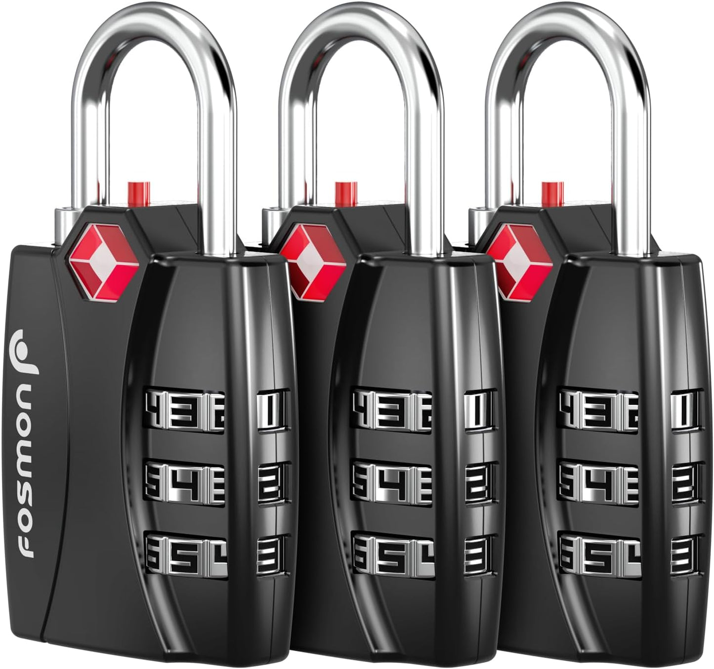 Fosmon TSA Approved Locks for Luggage. Suitcase Locks with Open Alert Indicator, 3 Digit