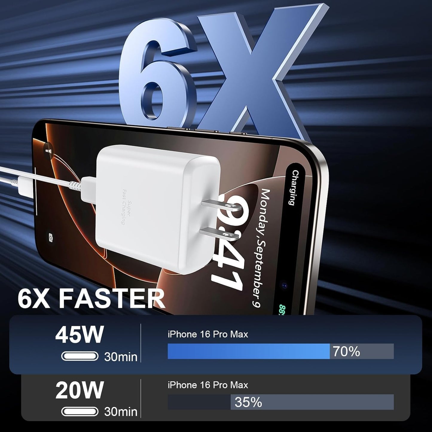 iPhone 17 16 15 Fast Charger Block,𝟒𝟓𝐖 𝐃𝐮𝐚𝐥 USB C Charger Plug Cube and 10ft Type C to C Charging Cable Cord Long for Apple iPhone 17 Pro Max/17 Air/16 Pro Max/16/15 Plus/15/iPad Mini/Samsung
