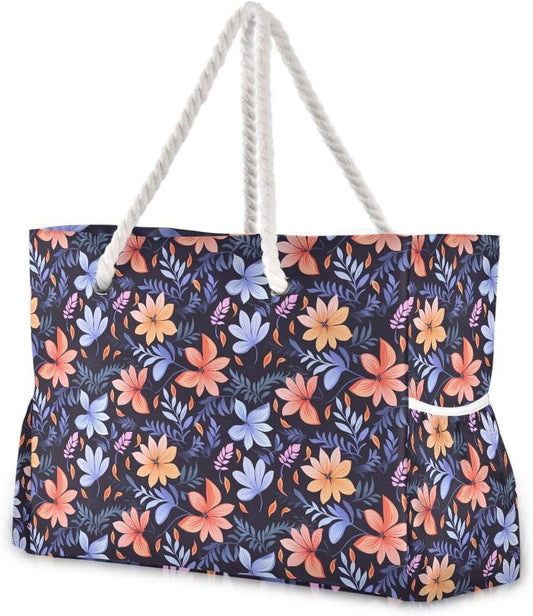 senya Large Beach Shoulder Bags Canvas Tote Water Resistant for Gym Travel Daily