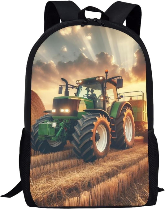 Tractor School Backpack Lightweight Laptop Backpacks Large Capacity 1 Main Compartment Outdoor Bookbag for Kids Boys Girls (Color1)