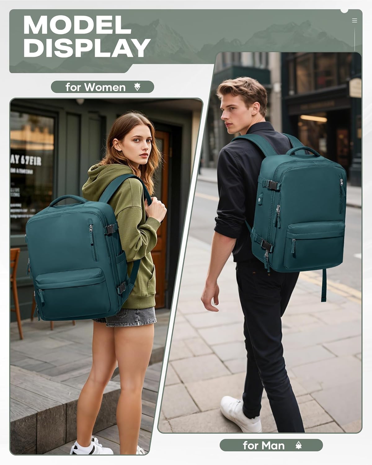 Vacuum Backpack Travel,travel backpack with vacuum system, Large Carry on Luggage Flight Approved, 18x14x8 IN Laptop Bag Personal Item Travel Bag, Peacock Blue