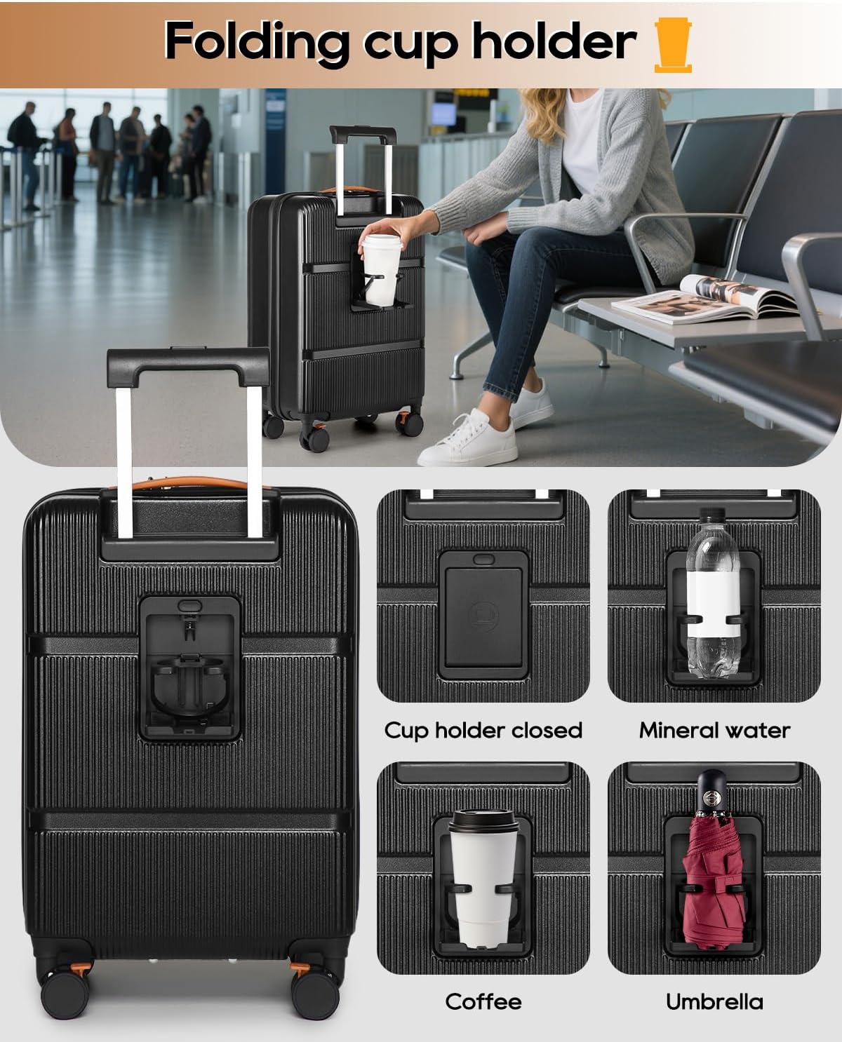 Joyway Carry on Luggage Airline Approved with Front Pocket, Hardside 20 Inch Travel Luggages with