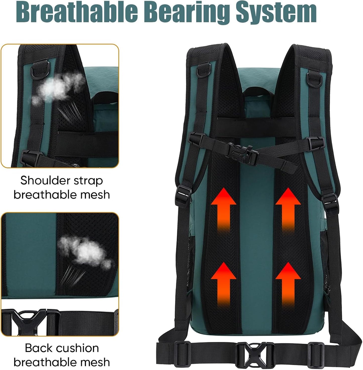 Bseash 30L Lightweight Hiking Backpack, Outdoor Sport Waterproof Travel Bag Daypack for Cycling Climbing Skiing (Blue Green)