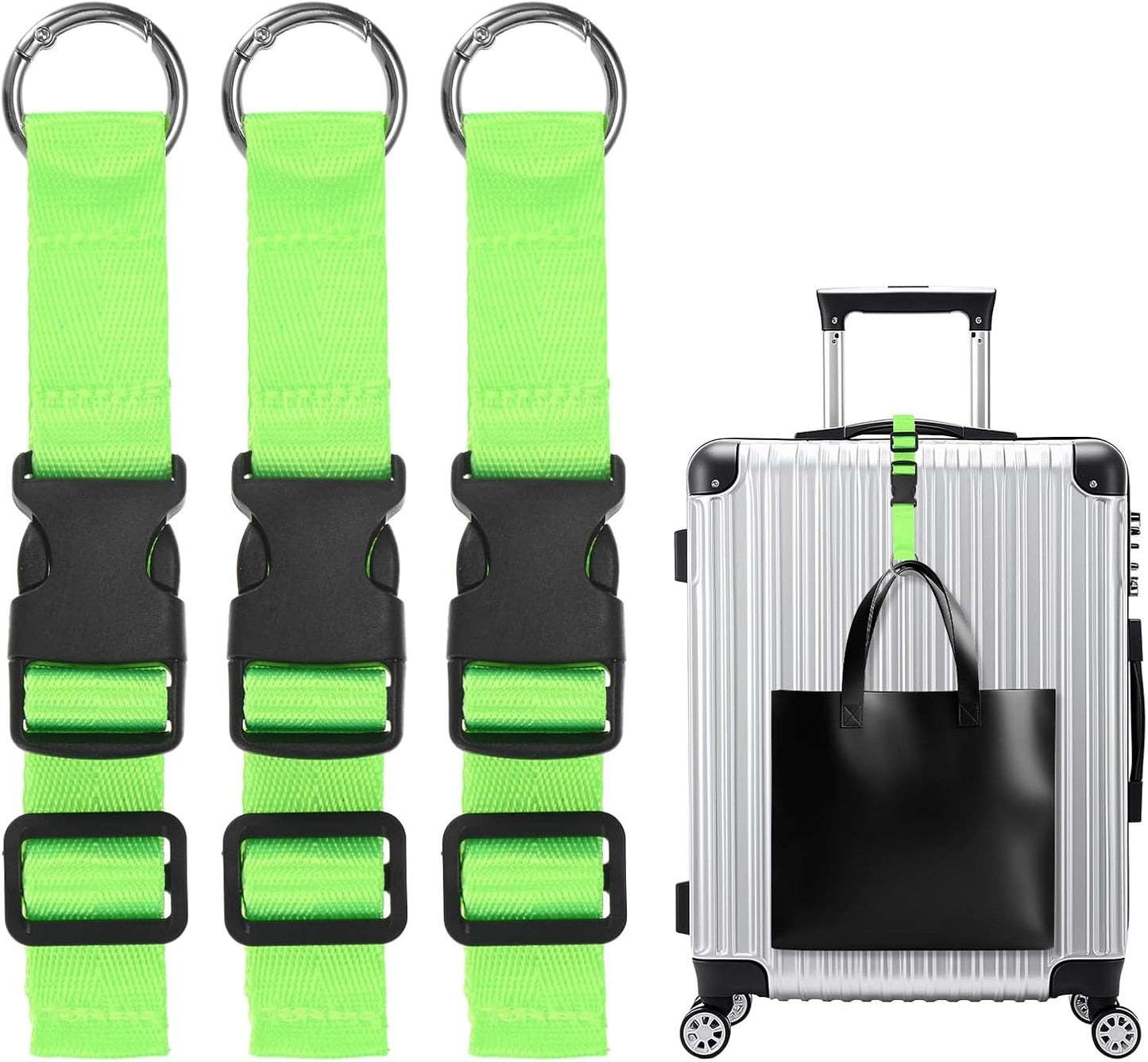 3-Pack Add A Bag Luggage Strap, Adjustable Suitcase Belt for Connecting Handbag/Backpack/Jacket