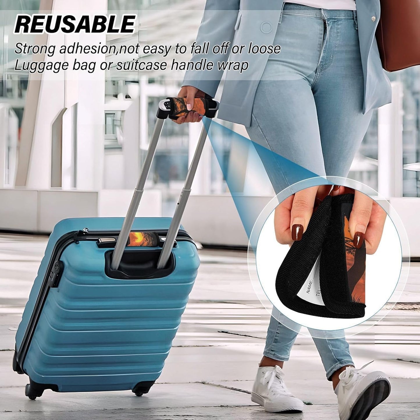 Sunset Forest Wolves 2 Pack Luggage Handle Wraps Covers for Suitcase Identifiers Bag Tags Travel Accessories