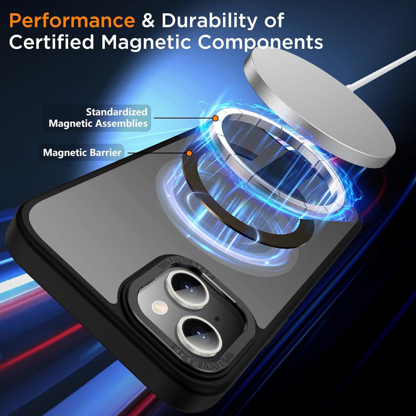 for iPhone 14 Case with Kickstand, Compatible with MagSafe, [Invisible Stand] Anti-Slip Shockproof Military-Grade Protection, Magnetic Slim Translucent Phone Case for iPhone 14 (Black)