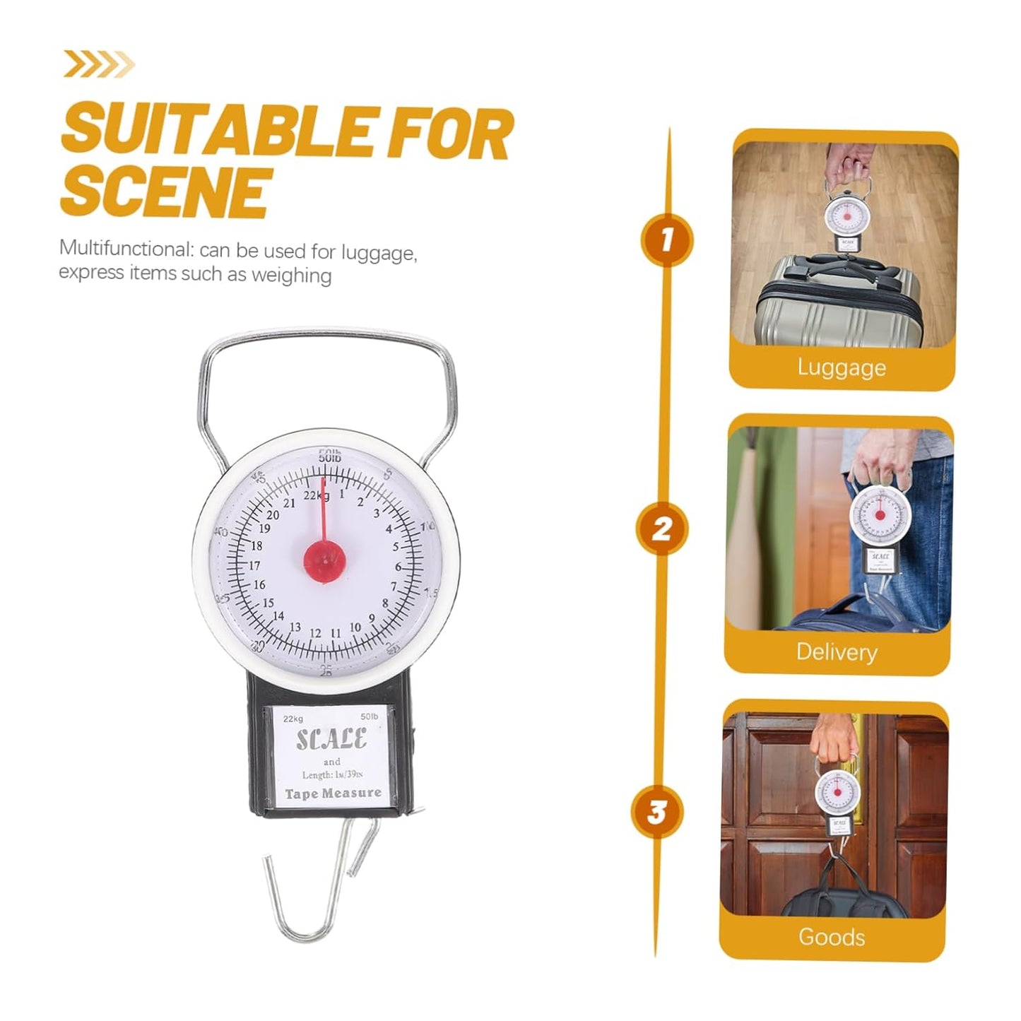 HEMOTON Handheld Scale for Luggage Analog Weighing Scale Hook Portable Luggage for Shipping Travel