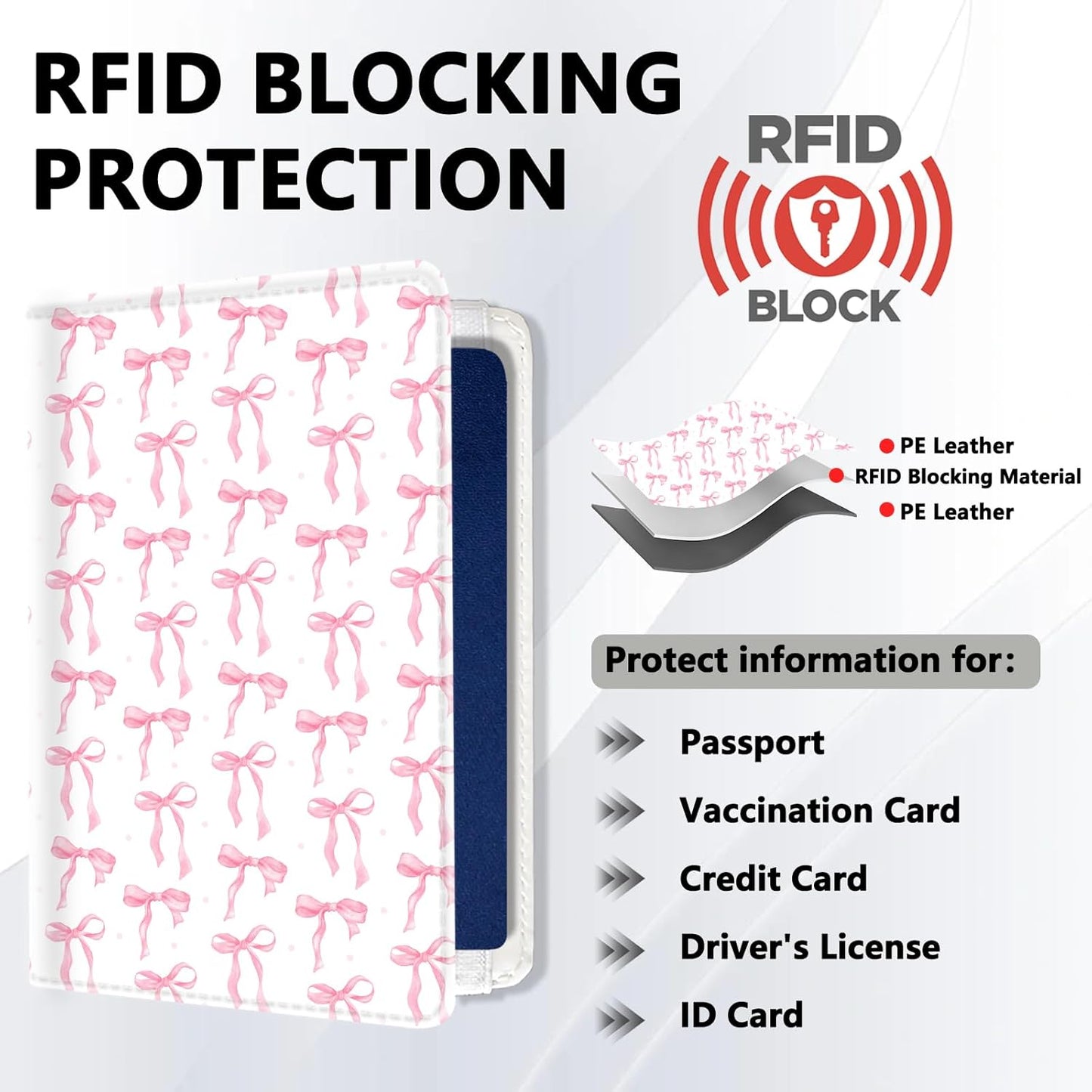 Passport Holder for Travel, Cute Passport Cover for Women Men, Waterproof PU Leather Rfid Blocking Passport Wallet with Credit Card Case for Travel Family, Boys Girls Travel Essentials