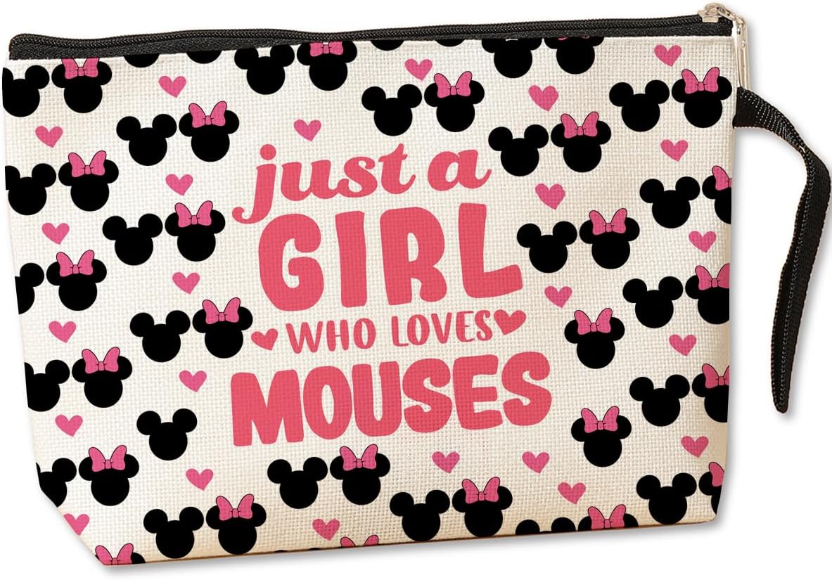 Jztco Mouse Themed Gifts Cute Mouse Cosmetic Bags Cartoon Toiletry Bag Birthday Graduation Nurse Day Funny Makeup Bag Animal Lover Gifts for Women Teens Girls Mouses Lover Daughter Best Friend BFF