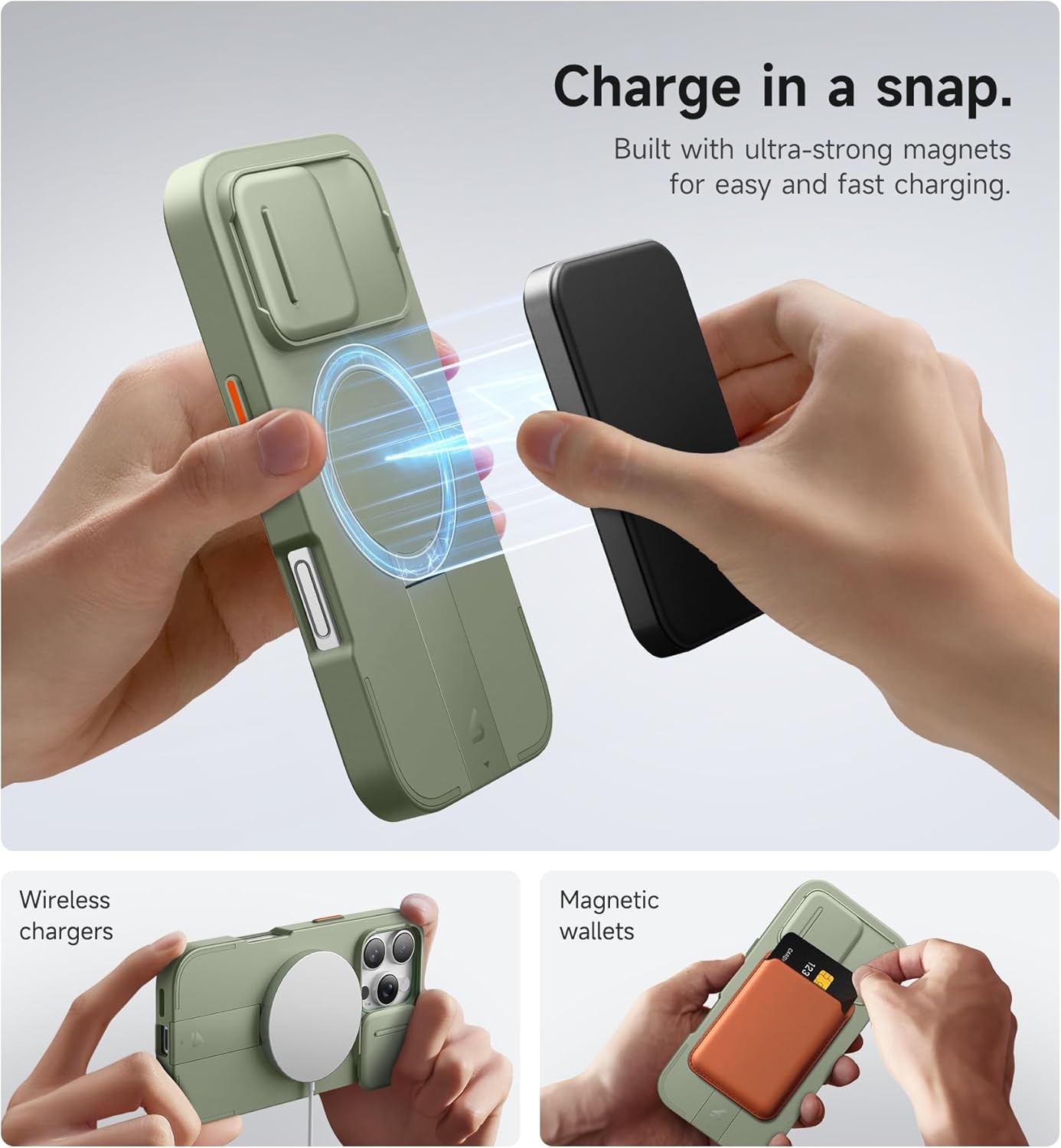 SURITCH for iPhone 16 Pro Case with Slide Camera Cover and Adjustable Kickstand, Compatible with