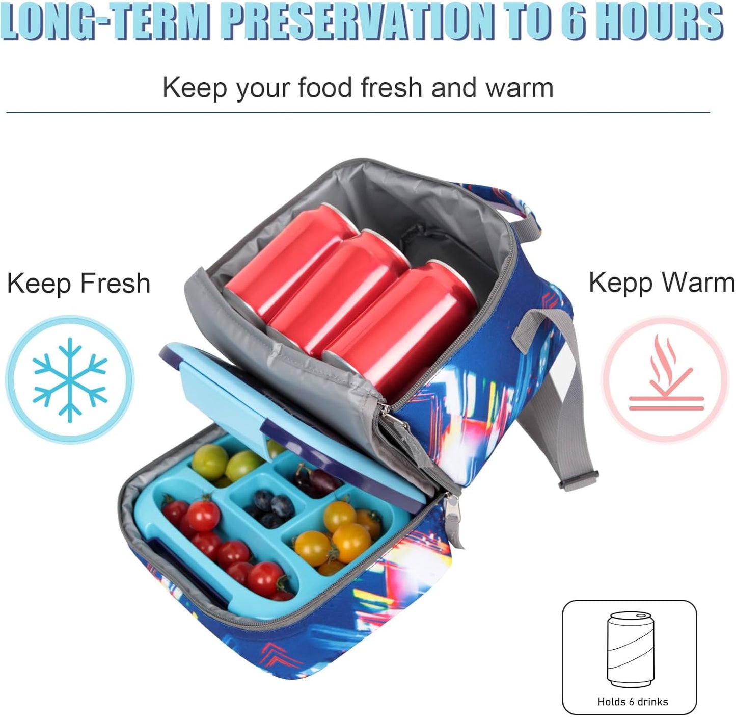 Tilami Rolling Backpack & Lunch bag for Kids 19 Inch Wheeled Bookbag for Boys & Girls for School & Travel,Lighting Blue