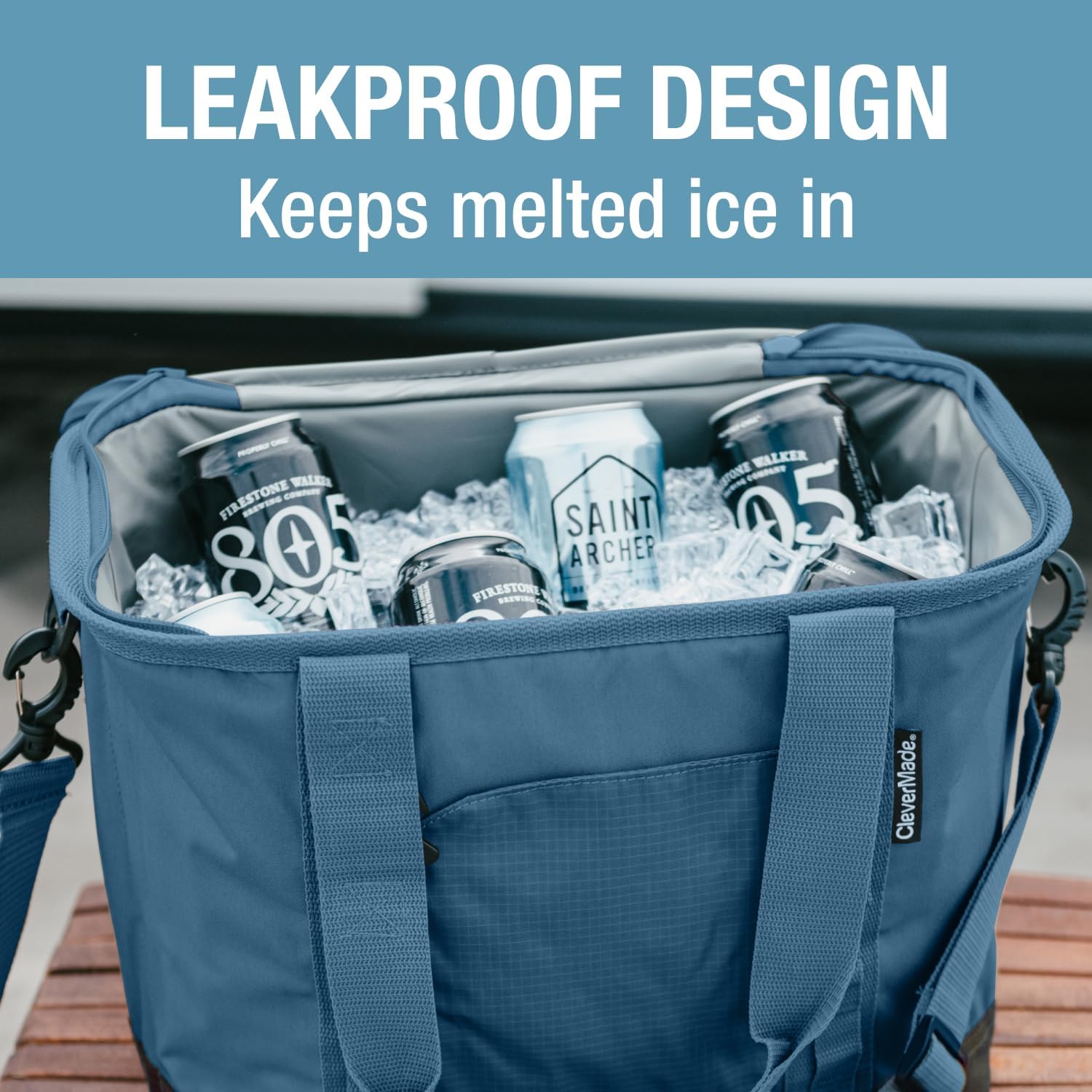 CleverMade Pacifica Collapsible Cooler Bag, Medium Travel Cooler, Ocean