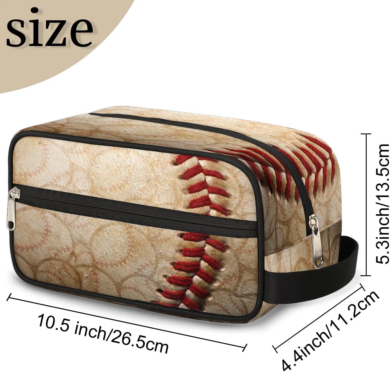 Vintage Baseball Travel Toiletry Bag Kit for Men Sports Cosmetic Makeup Bag for Boys Waterproof Shaving Bag Hanging Wash Bag Organizer for Toiletries Accessories