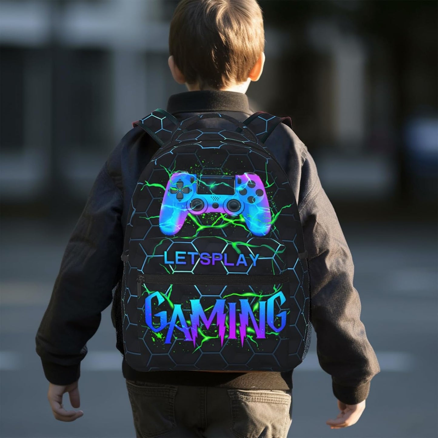 Abstract Gaming Backpack Games School Bookbag Video Game Laptop Backpack Hiking Travel Bag for Kids Boys Teens Adults