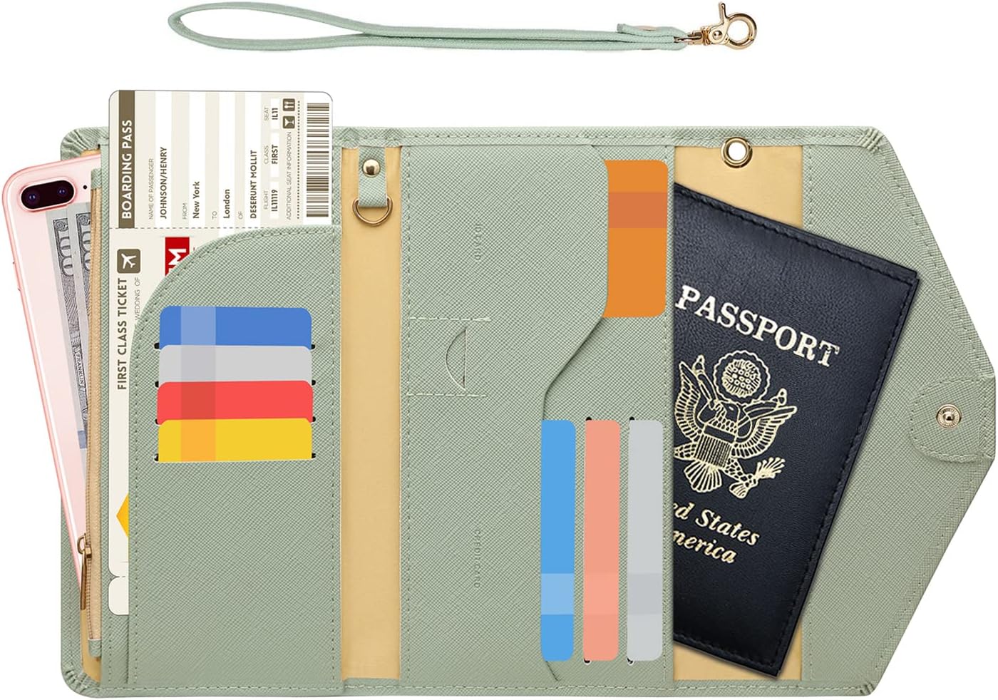 ZOPPEN Passport Holder Women Travel Wallet (Ver.5) for Women Rfid Blocking Passport Cover Case Document Organizer Wrist Strap