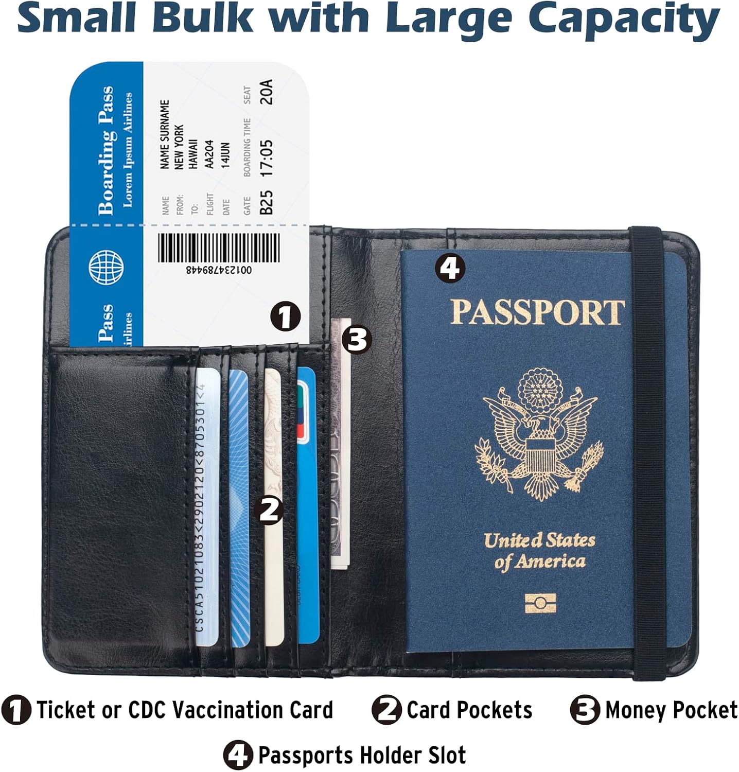 Coowayze Passport Holder Cover for Women Men, Leather US Passport Wallet Case with Vaccine Card
