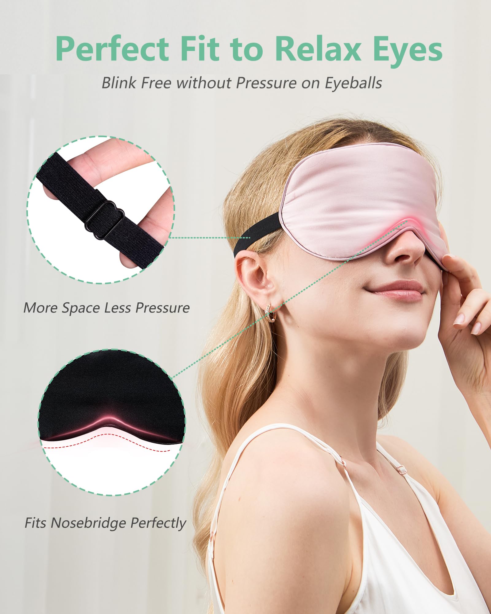 BeeVines 100% Mulberry Silk Sleep Mask, Light Blocking Eye Masks (2 Packs)