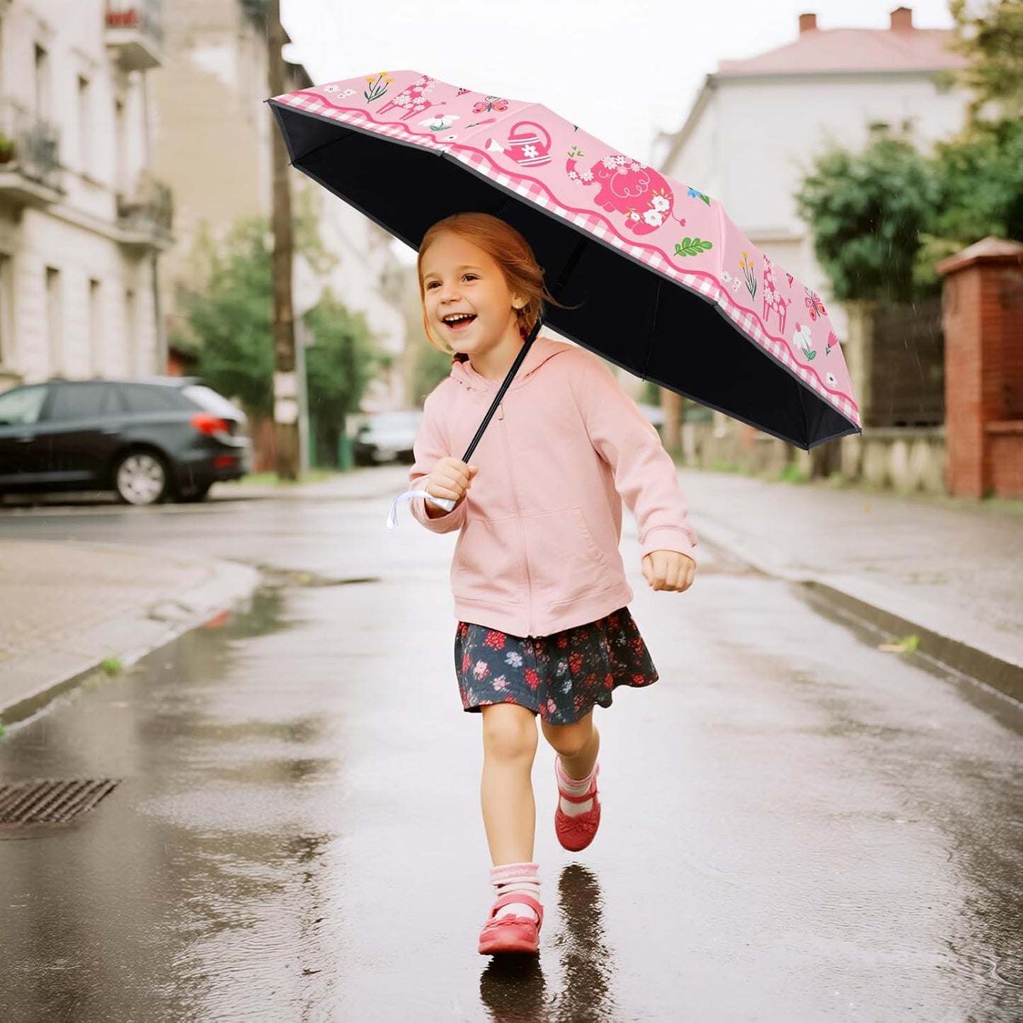 Kids Folding Umbrella Toddler Umbrella with UV Protection Portable Auto Open/Close Anti-rebound Safe Design Windproof, Compact, Lightweight Cute Umbrella for Girls & Boy