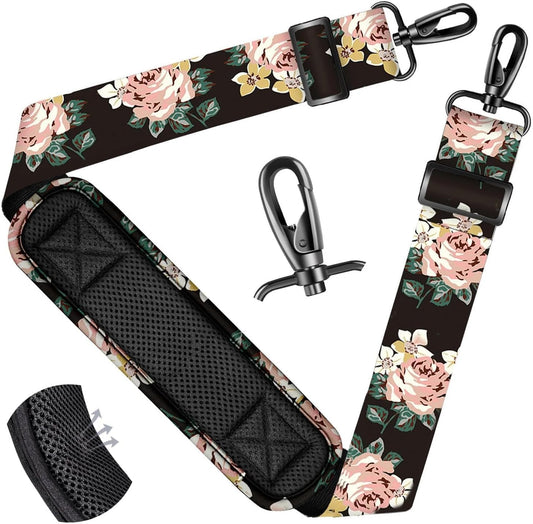 ZINZ Shoulder Strap - 59 Inch Universal Heavy-duty Adjustable Strap with Ultra-thick Fixed Breathable Pad for Laptop, Gym, Camera Bag and More -Black Rose