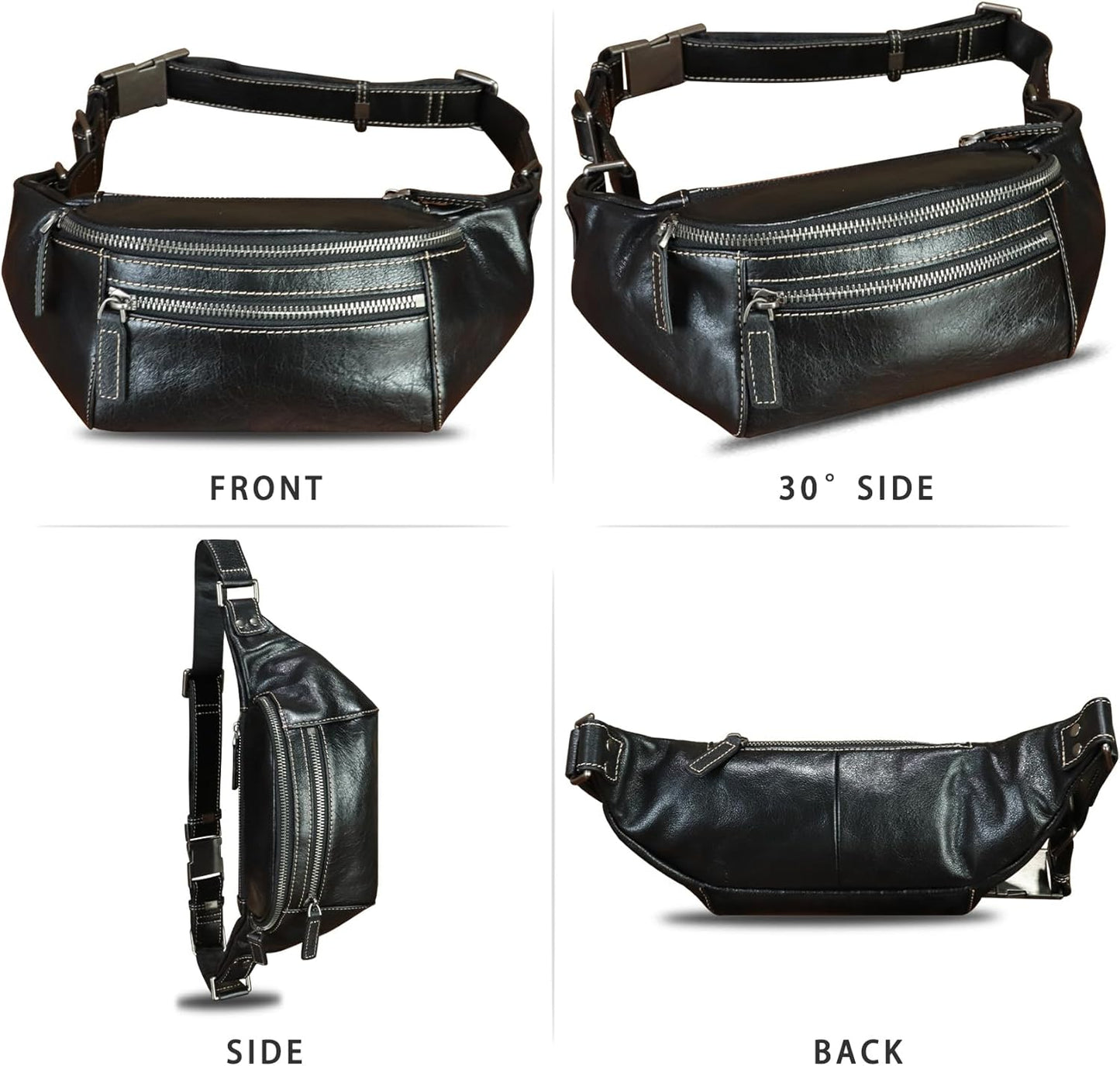 Genuine Leather Fanny Pack for Women and Men Vintage Real Leather Waist Bag Hip Bum Crossbody Sling Bag