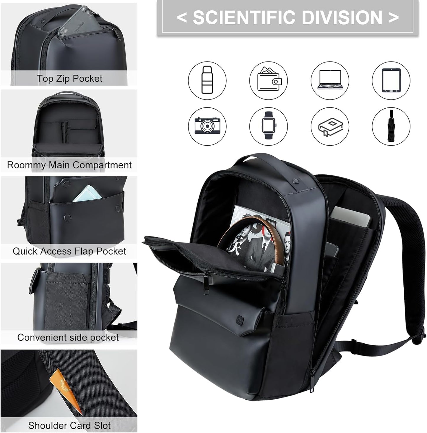 Hanke Carry on Backpack Travel Laptop Backpack for Men & Women, Durable Rucksack Weekender Bag Daypack(Graphite Black)