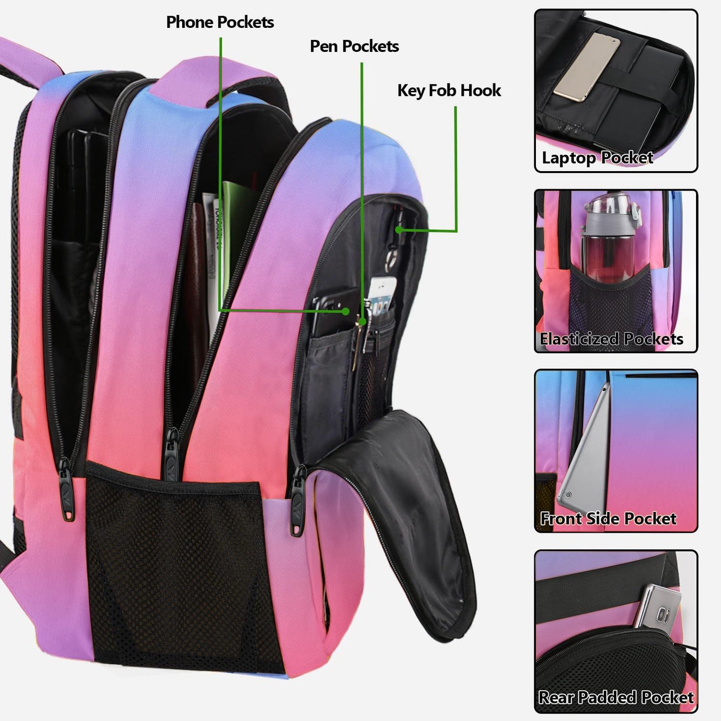 MATEIN Fashion Laptop Backpack, Slim Sturdy Travel Laptops Backpack with USB Charging Port, Anti Theft Water Resistant College Computer Bag Gift for Men & Women Fits 15.6 Inch Notebook